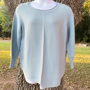 CYRUS PLUS 1X LIGHT GRAYISH BLUE RIBBED CREW NECK SWEATER